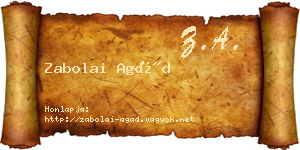 Zabolai Agád névjegykártya